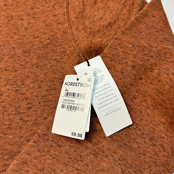 NWT Nordstrom Sweater Treasure & Bond Pullover Crew Neck Rust Heather Leather Sz - Picture 3 of 6